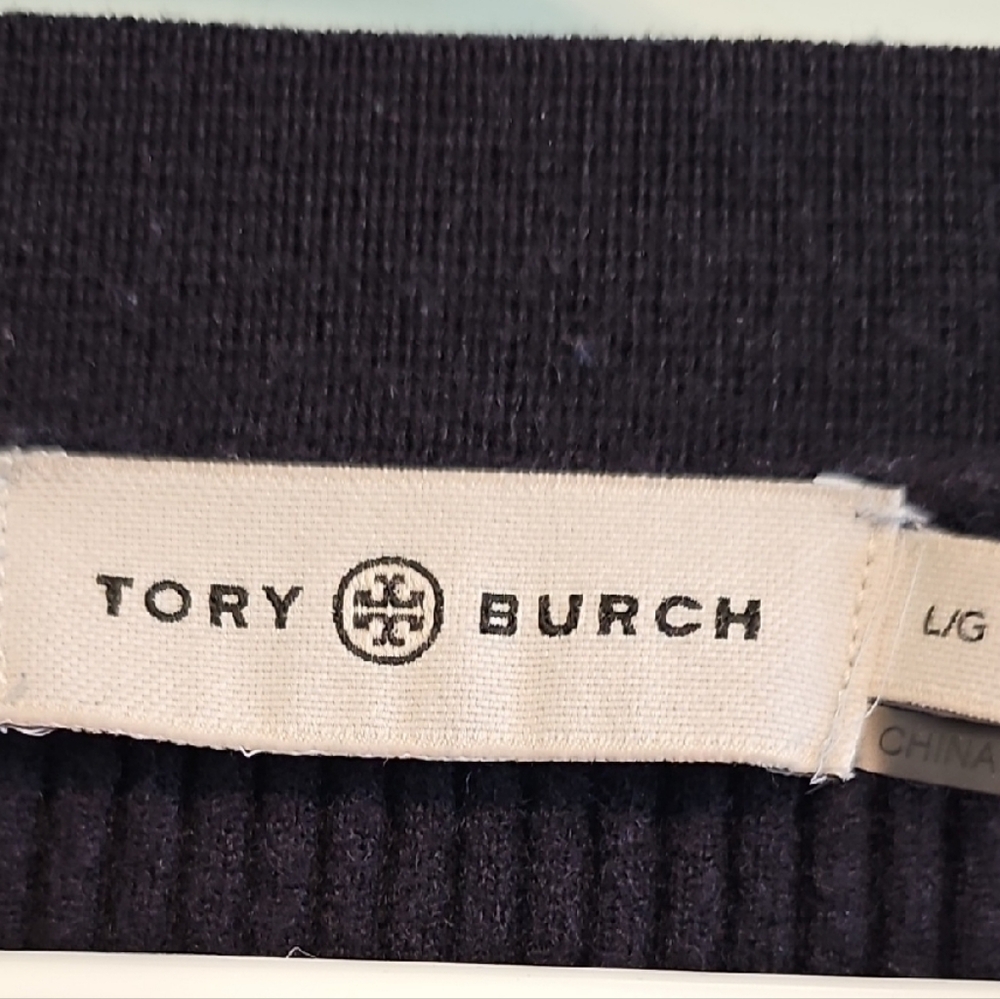 Tory Burch Black Cardigan V-Neck Knit Sweater - Picture 2 of 4